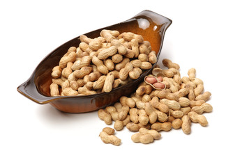 Peanuts on a white background