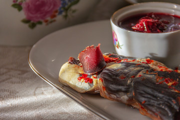 Dried ROE deer meat and berry sauce