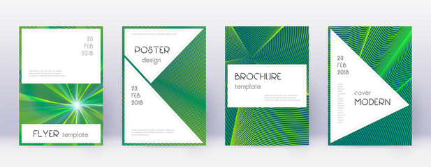 Stylish brochure design template set. Green abstra