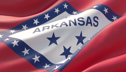 Flag of Arkansas - United States of America states flags collection. 3D illustration.
