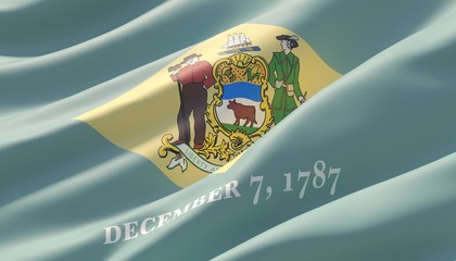 Flag of Delaware - United States of America states flags collection. 3D illustration.