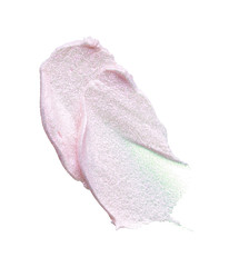 Pearly pink smears and texture of expensive face cream isolated on white background