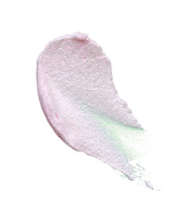 Pearly pink smears and texture of expensive face cream isolated on white background