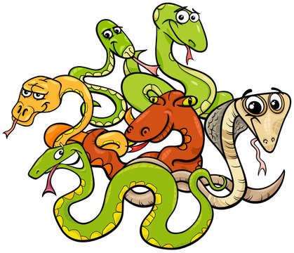 funny snakes cartoon animal characters