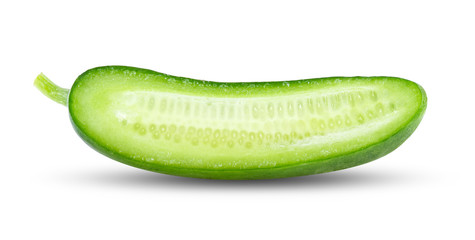 Cucumber with slice isolated on a white background. full depth of field
