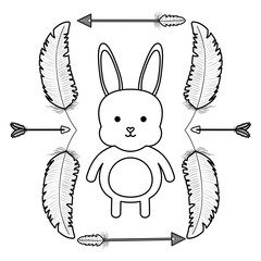 cute little rabbit with feathers and arrows frame