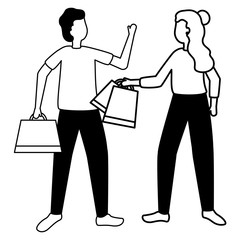 man and woman with shopping bags