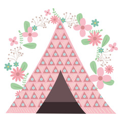 indian tent with flowers pattern and crown