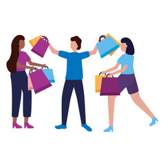 people with shopping bags commerce