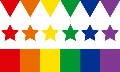 Banderines, estrellas y banderas del orgullo LGTBIQ - obrazy, fototapety, plakaty