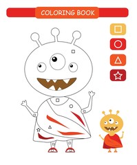Coloring book for kids. Cute cartoon monster. Vector illustration.	