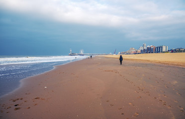 Coast in The Hague, Netherlands in autumn.