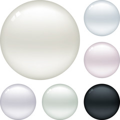 Pearl icon in six different colors. Isolated on white.