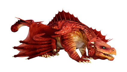 3D Rendering Fairy Tale Dragon on White