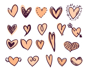 Set of colored heart shapes