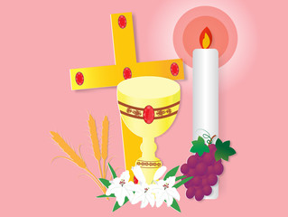 Greeting card with first communion.