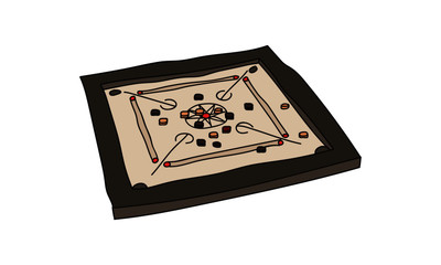 Carrom Board Game Vector Illustration