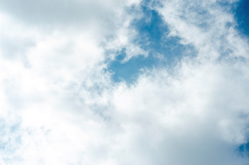 Blue sky and white clouds with blurred background patterns