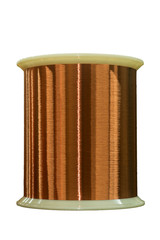 Enameled copper wire, standard varnish, white background.