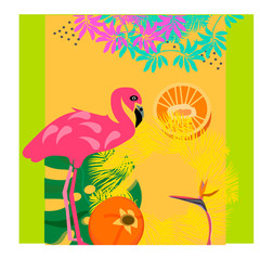 Summer tropical backgrounds set with palms, sky and sunset. Summer placard poster flyer invitation card. Summertime.