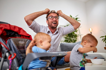 Single dad going nuts at home with two boys.
