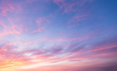 Beautiful sunset clouds in pink colors