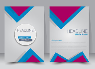 Flyer, brochure, magazine cover template design for education, presentation, website. Red and blue color. Editable vector illustration.
