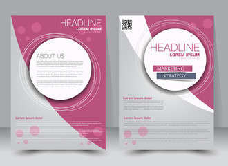 Flyer, brochure, magazine cover template design for education, presentation, website. Pink color. Editable vector illustration.