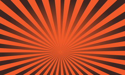 Vector pop art colorful rays background. Black and orange