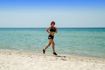 girl running seaside