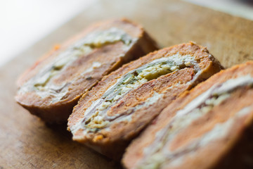 Homemade cheese and paprika roll pastry