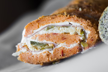 Homemade cheese and paprika roll pastry