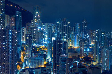 Residential buildings in the city center. Hong Kong