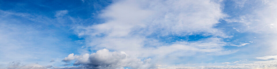 Panorama sky with cloud on a sunny day. Beautiful cirrus cloud.