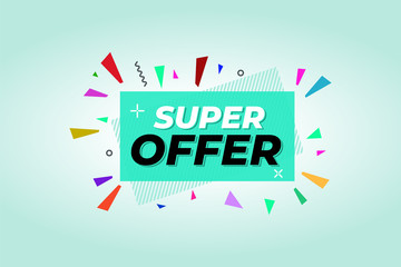 Super offer banner, sale, lightblue for the design of a logo, flyer or presentation
