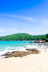 Island in the blue sea and blue sky and clouds