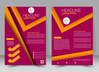 Abstract flyer design background. Brochure template. Can be used for magazine cover, business mockup, education, presentation, report. a4 size with editable elements. Orange and pink color.