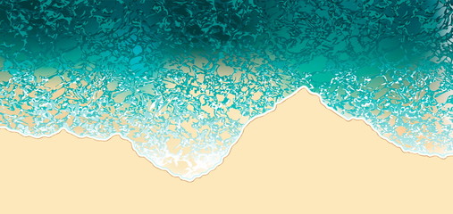 Sea aerial view, ocean waves top view nature background vector illustration