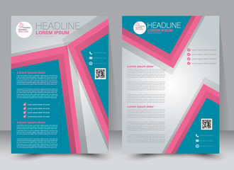 Flyer, brochure, magazine cover template design for education, presentation, website. Pink and blue color. Editable vector illustration.