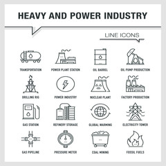 HEAVY AND POWER INDUSTRY LINE ICONS