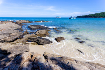 Landscape with blue sea and rocks