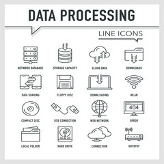 DATA PROCESSING LINE ICONS
