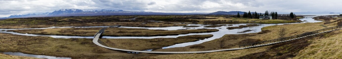 panoramic view of landscape in Iceland