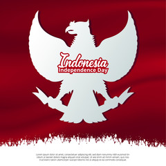 Indonesia Independence Day With National Garuda Bird. Vector Illustration