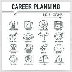 CAREER PLANNING LINE ICONS