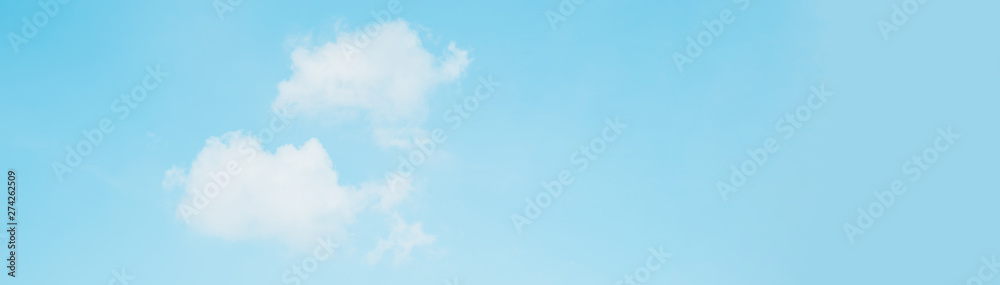 Wall mural web banner spring and summer season with beauty clear and bright sky and cloudy background with copy