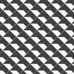 Geometric vector pattern, repeating texture of square diamond shape with abstract shadow, single color with black and white. Pattern is clean usable for wallpaper, fabric, printing. Pattern is on swat