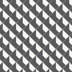 Geometric vector pattern, repeating texture of square diamond shape with abstract shadow, single color with black and white. Pattern is clean usable for wallpaper, fabric, printing. Pattern is on swat