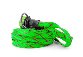 A new coiled rubber hose isolated on white