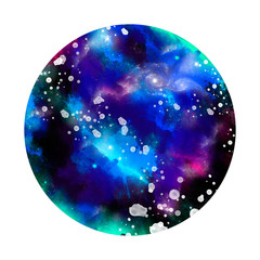 Cosmic background. Colorful watercolor galaxy or night 